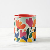 Mug Fond floral abstrait, vibrant, (Centre)