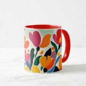 Mug Fond floral abstrait, vibrant, (Devant droit)