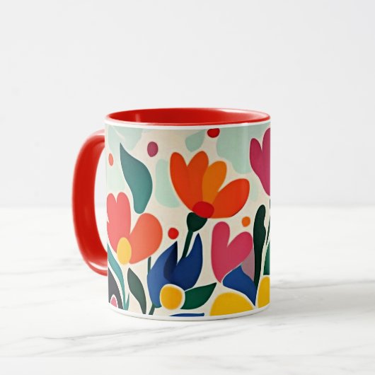 Mug Fond floral abstrait, vibrant, (Devant gauche)