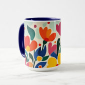 Mug Fond floral abstrait, vibrant, (Devant gauche)