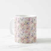 Mug fond floral avec oiseaux et papillons (Devant gauche)