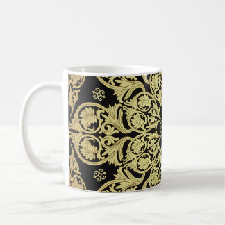 Mug Fond floral de tourbillons dorés de luxe
