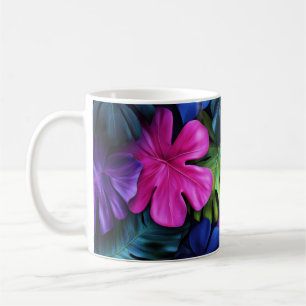 Mug Fond vibrant de feuilles tropicales néon Monstera
