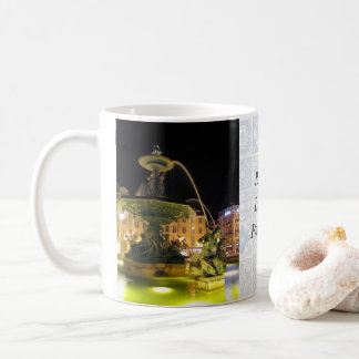 Mug Fontaine éclairée et sirène. Rossio, Lisbonne