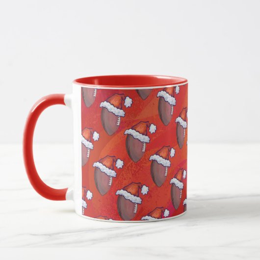 Mug Football à Santa Hat sur Rouge (Gauche)