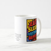 Mug Football Eat Sleep Repeat Pop Art Personalized (Devant droit)