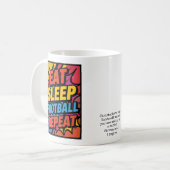 Mug Football Eat Sleep Repeat Pop Art Personalized (Devant gauche)