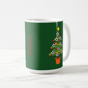 Mug Football Football Arbre de Noël   Ajouter votre no