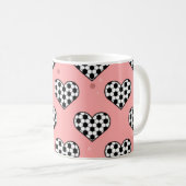 Mug Football Heart Ball Texture - Arrière - plan rose (Devant droit)