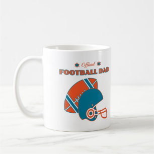 Mug Football papa sportifs amateurs orange bleu vintag