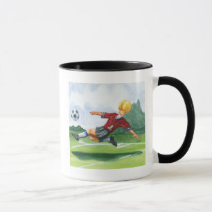 Mug Footballeur donnant un coup de pied une boule par