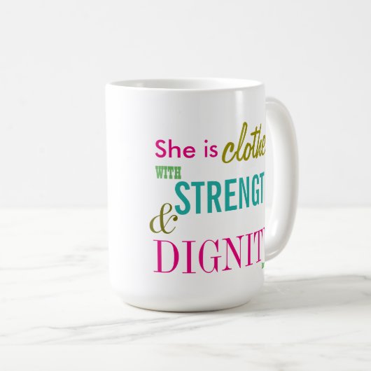 Mug Force Dignité Bible Verse Girls Inspiration (Devant droit)