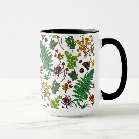 Mug Forest berries, leaves and bugs on white (Droite)