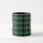 Mug Forest Green Holiday Plaid Monogramme Nom du café (Centre)