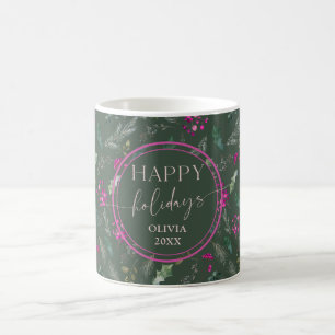 Mug Forest Green Pink Winter Folithe Nom Fête