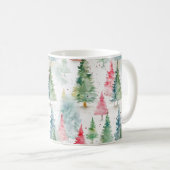 Mug Forêt, arbres de pin rouges verts vacances (Devant droit)