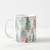 Mug Forêt, arbres de pin rouges verts vacances (Gauche)