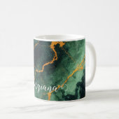 Mug Forêt automnale personnalisée Marbre vert et or (Devant droit)