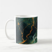 Mug Forêt automnale personnalisée Marbre vert et or (Gauche)