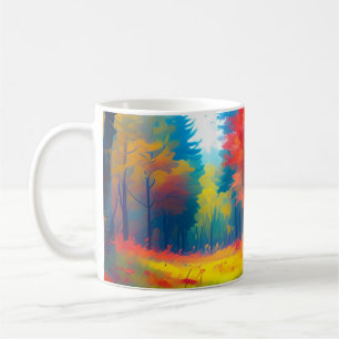 Mug Forêt avec des arbres et des fleurs colorés