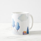 Mug Forêt d'aquarelle : Illustration du paysage idylli (Devant droit)