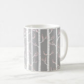 Mug Forêt d'arbres de bouleau de rose gris, blanc et (Devant droit)