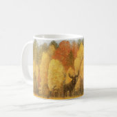 Mug Forêt d'automne, cerf numérique et renard. (Devant gauche)