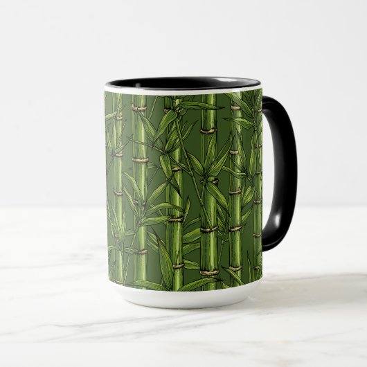 Mug Forêt de bambou en vert (Devant droit)