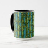 Mug Forêt de bambou sur bleu (Devant gauche)