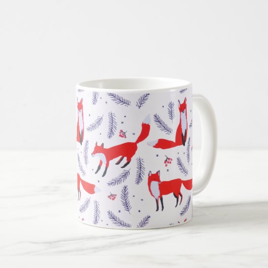 Mug Forêt de bois souriant Végétation Renard rouge (Devant droit)