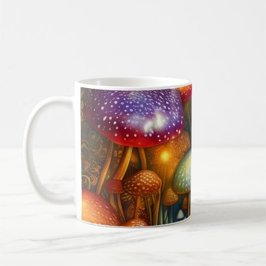 Mug Forêt de champignons psychédéliques colorés (Gauche)