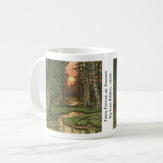 Mug "Forêt de féerie au coucher du soleil" par Ivan (Devant gauche)