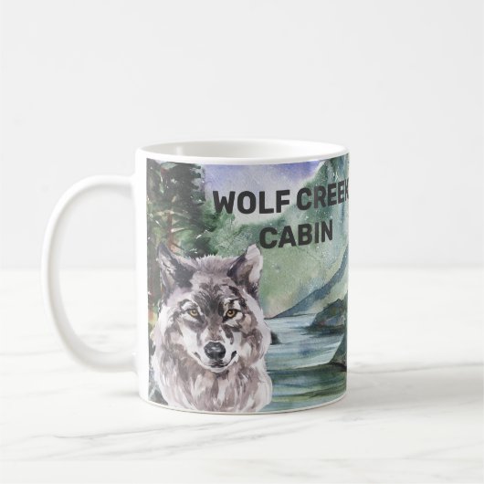 Mug Forêt de loup de bois Cabine personnalisé (Gauche)