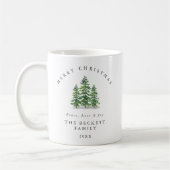 Mug Forêt de Noël à l'aquarelle avec pin (Gauche)