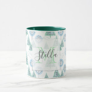 Mug Forêt de Noël, arbres de Noël, arbres, neige