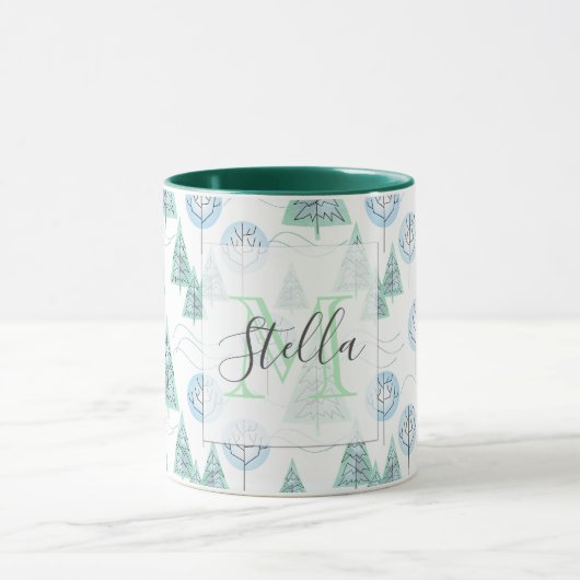 Mug Forêt de Noël, arbres de Noël, arbres, neige (Centre)