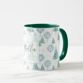 Mug Forêt de Noël, arbres de Noël, arbres, neige (Devant droit)
