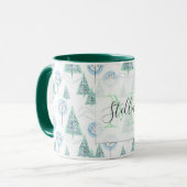 Mug Forêt de Noël, arbres de Noël, arbres, neige (Devant gauche)