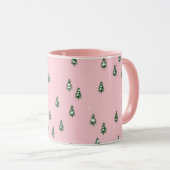 Mug Forêt De Noël Minimale En Rose (Devant droit)