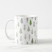 Mug Forêt de Noël moderne Sage Green Monogramme (Gauche)