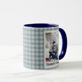 Mug Forêt de Noël Vert Plaid Russe Photo Bleu (Devant droit)