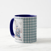 Mug Forêt de Noël Vert Plaid Russe Photo Bleu (Devant gauche)