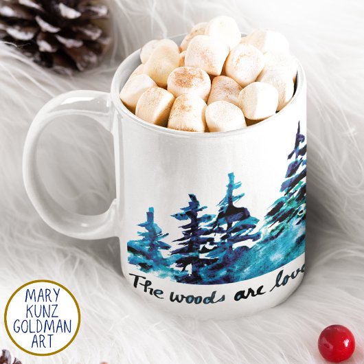 Mug Forêt de pin rustique Robert Frost Aquarelle Poési