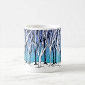Mug Forêt d'hiver Art nouveau Arbres Wraparound Bleu (Centre)