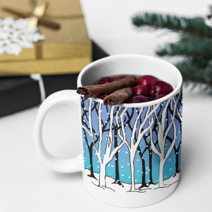 Mug Forêt d'hiver Art nouveau Arbres Wraparound Bleu