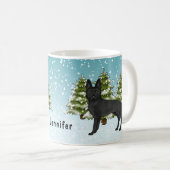 Mug Forêt d'hiver de berger noir allemand avec nom (Devant droit)