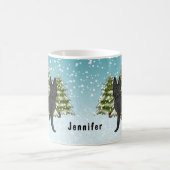 Mug Forêt d'hiver de berger noir allemand avec nom (Centre)