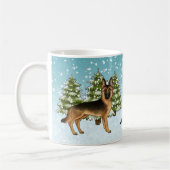 Mug Forêt D'Hiver De Chien Noir Et Tan Allemand (Gauche)