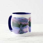 Mug Forêt D'Hiver Firs Purple Lumière Reflétant Sur La (Devant gauche)