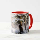 Mug Forêt en hiver, peinture d'art, (Devant droit)